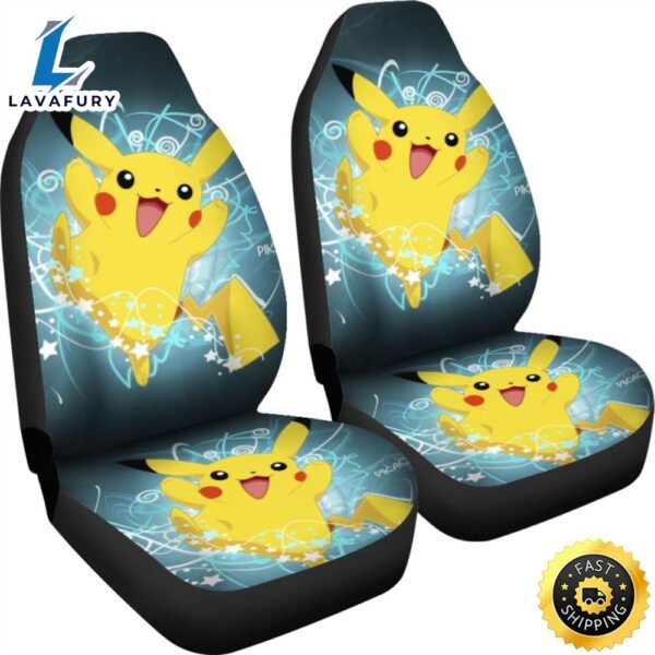 Happy Pikachu Car Seat Covers Pokemon Anime Fan Gift