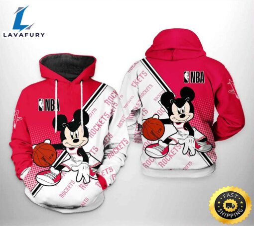 Houston Rockets NBA Mickey 3D Printed Hoodie