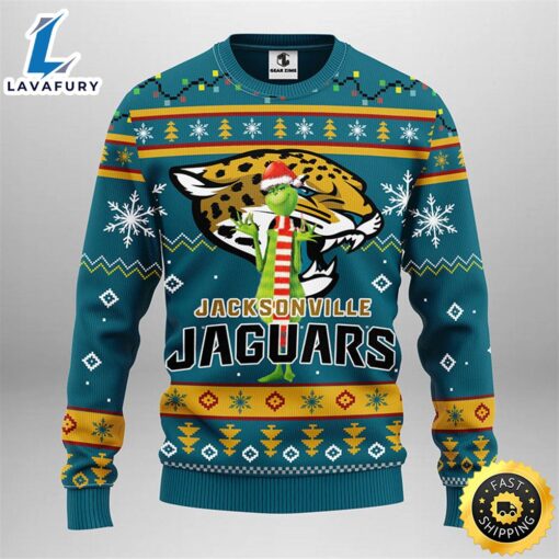 Jacksonville Jaguars Funny Grinch Christmas Ugly Sweater