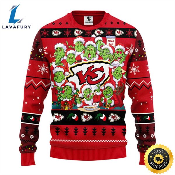 Kansas City Chiefs 12 Grinch Xmas Day Christmas Ugly Sweater