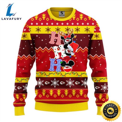 Kansas City Chiefs HoHoHo Mickey Christmas Ugly Sweater