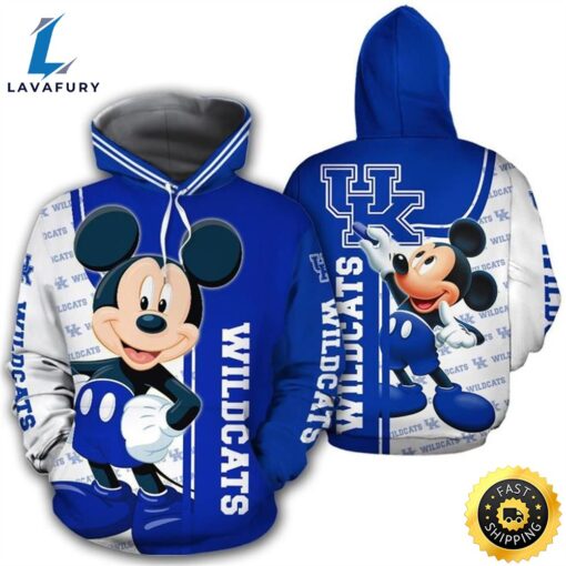 Kentucky Wildcats Mickey 3D Printed Hoodie