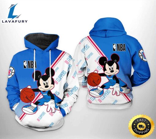 LA Clippers NBA Mickey 3D Printed Hoodie