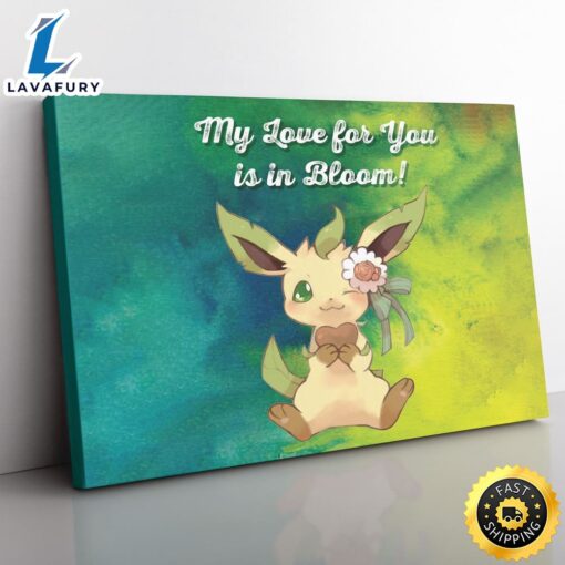 Leafeon Bloom Pokemon Canvas Print Wall Art