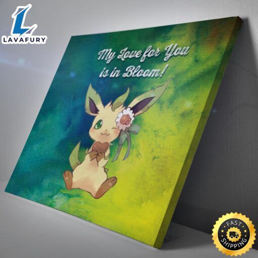 Leafeon Bloom Pokemon Canvas Print Wall Art