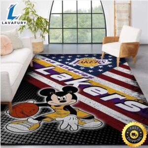 Los Angeles Lakers Nba Team Logo Mickey Us Style Nice Gift Home Decor Rectangle Area Rug