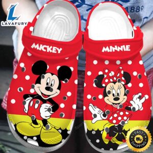 Lovely Mickey Minnie Red Clogs 3D Shoes
