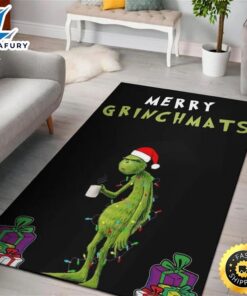 Merry Grinchmats Grumpy Grinch WIth Lights And Coffee Rugs Home Decor