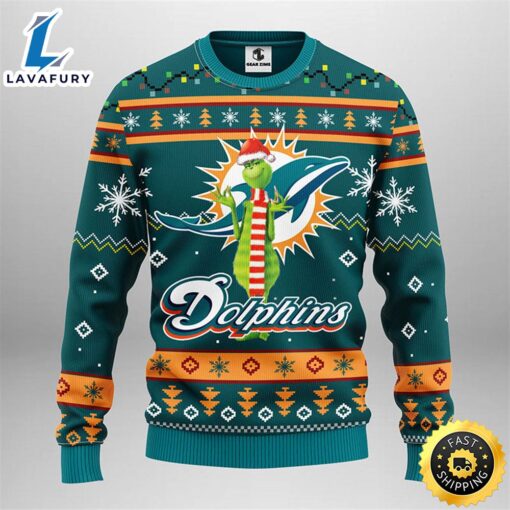 Miami Dolphins Funny Grinch Christmas Ugly Sweater