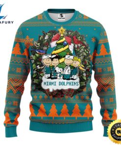 Miami Dolphins Snoopy Dog Christmas Ugly Sweater