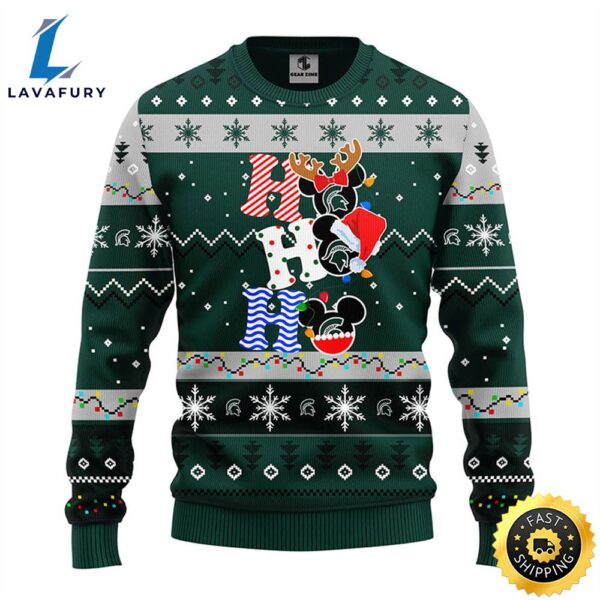 Michigan State Spartans Hohoho Mickey Christmas Ugly Sweater