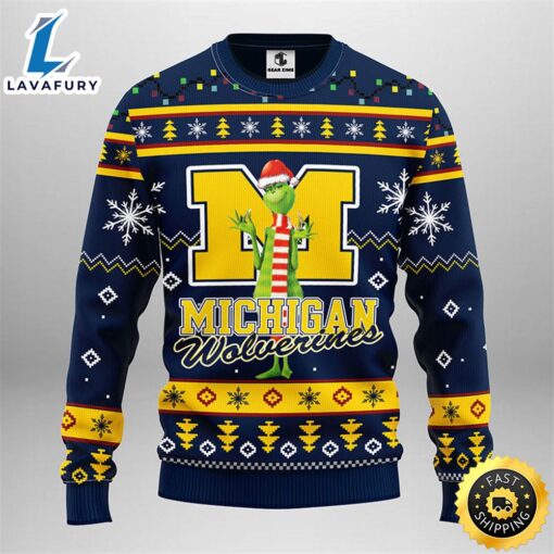 Michigan Wolverines Funny Grinch Christmas Ugly Sweater