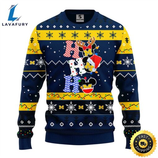 Michigan Wolverines Hohoho Mickey Christmas Ugly Sweater