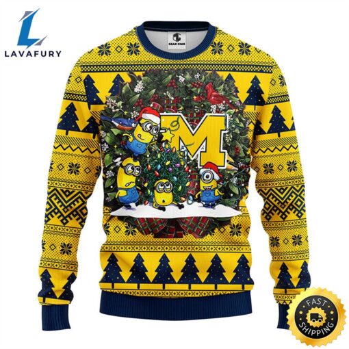 Michigan Wolverines Minion Christmas Ugly Sweater