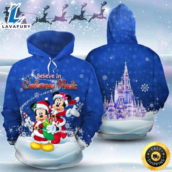 Mickey And Minnie Believe In Christmas Magic 3D Printed Hoodie