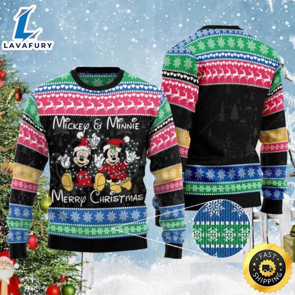 Mickey And Minnie Merry Xmas Disney Ugly Christmas Sweater