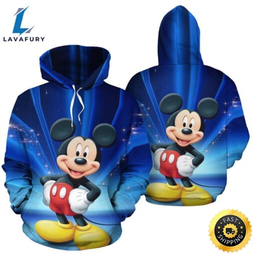 Mickey Blue All Over Print 3D Printed Hoodie