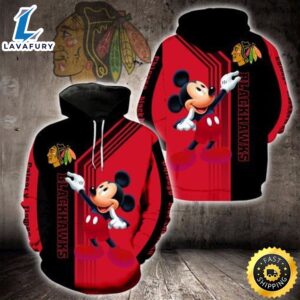 Mickey Chicago Blackhawks 3D Hoodie…