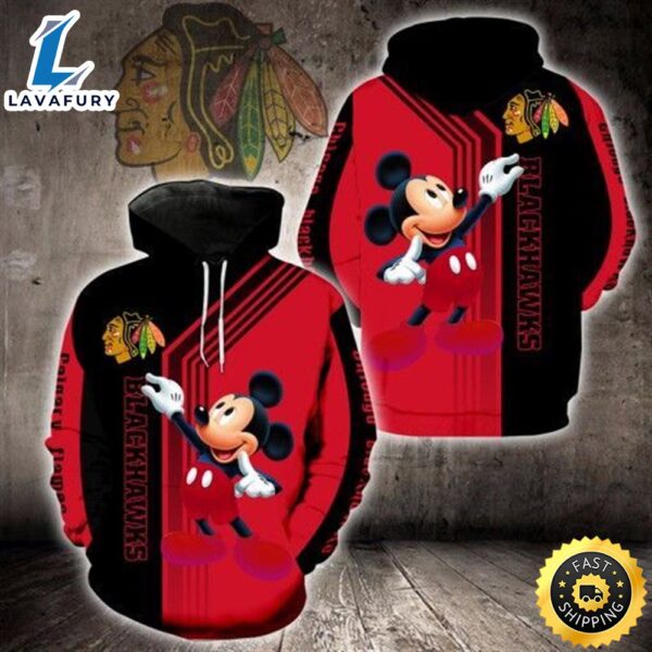 Mickey Chicago Blackhawks 3D Hoodie For Men For Women All Over Printed Hoodie
