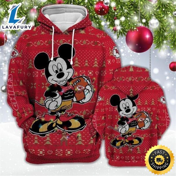 Mickey Disney Kansas City Chiefs Ugly Christmas Pullover And Zippered Hoodies