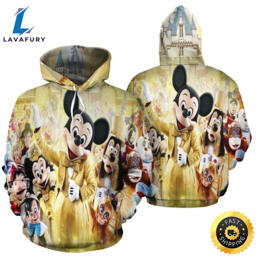 Mickey Gold Disney Land 3D Printed Hoodie