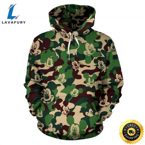 Mickey Head Pattern Camo 3D Printed Hoodie