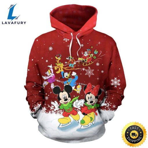 Mickey Minnie And Friends Skating 3D Printed Hoodie