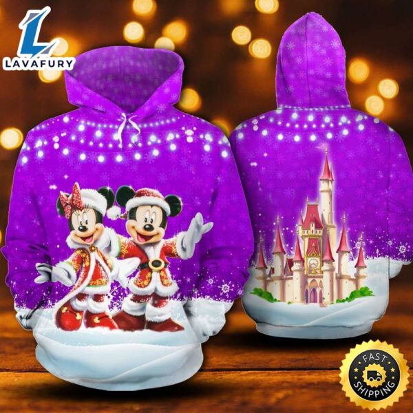 Mickey Minnie Christmas Costume In Purple 3D Printed Hoodie