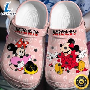 Mickey Minnie Pink Love 3d Clog Shoes