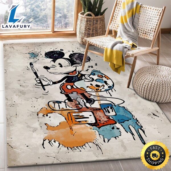 Mickey Mouse Drawing Rug  Custom Size And Printing