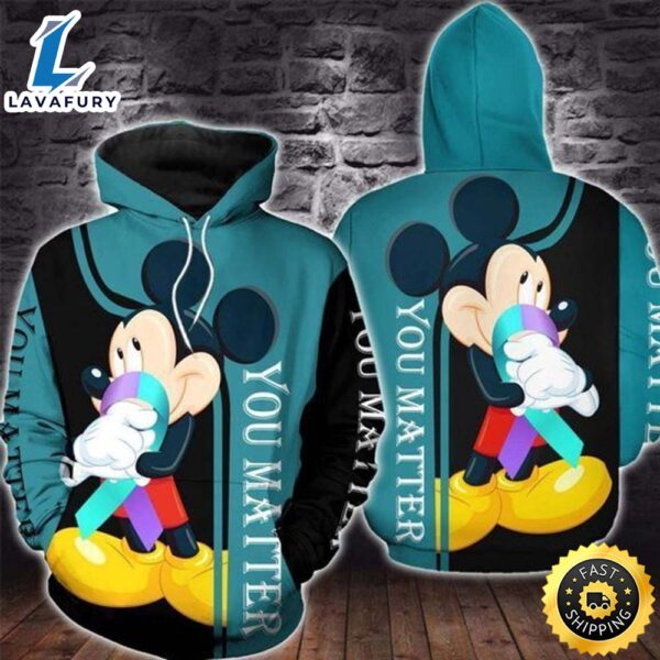 Mickey Suicide Prevention Awareness 3D Hoodie For Men For Women All Over Printed Hoodie