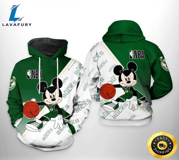 Milwaukee Bucks NBA Mickey 3D Printed Hoodie