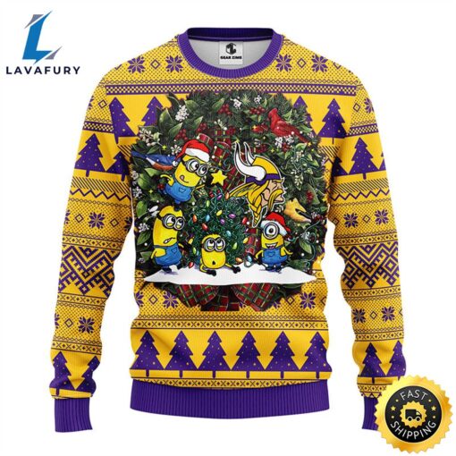 Minnesota Vikings Minion Christmas Ugly Sweater