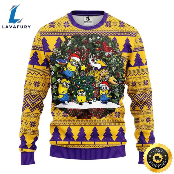 Minnesota Vikings Minion Christmas Ugly Sweater
