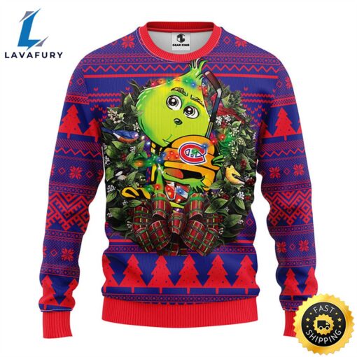 Montreal Canadians Grinch Hug Christmas Ugly Sweater