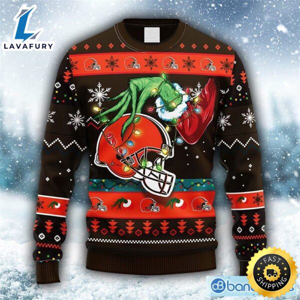 NFL Cleveland Browns Grinch Christmas Ugly 3D Sweater For Men And Women Gift Ugly Christmas