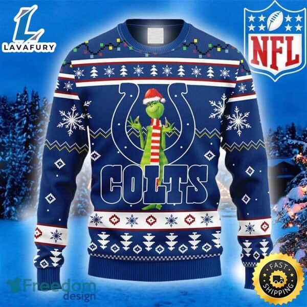 NFL Fans Indianapolis Colts Funny Grinch Logo Ugly Christmas Sweater For Men And Women