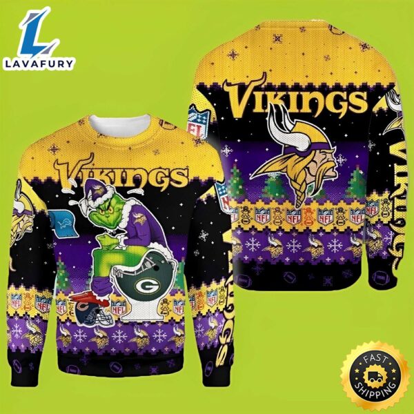 NFL Minnesota Vikings Grinch Funny Xmas Sweaters, Grinch Ugly Sweater