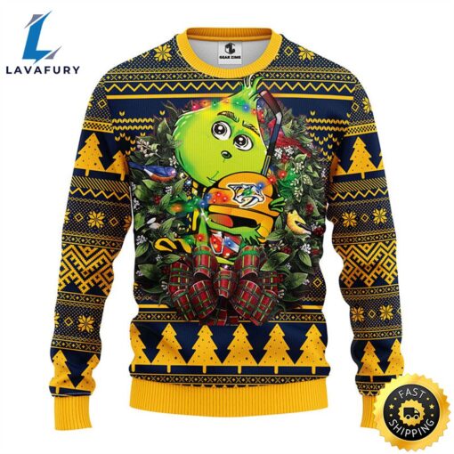 Nashville Predators Grinch Hug Christmas Ugly Sweater