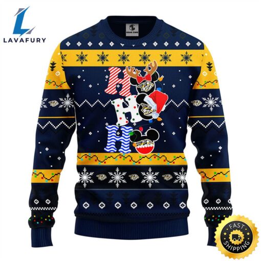 Nashville Predators Hohoho Mickey Christmas Ugly Sweater