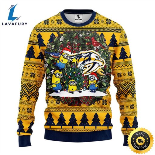 Nashville Predators Minion Christmas Ugly Sweater