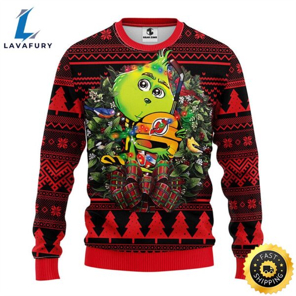 New Jersey Devils Grinch Hug Christmas Ugly Sweater