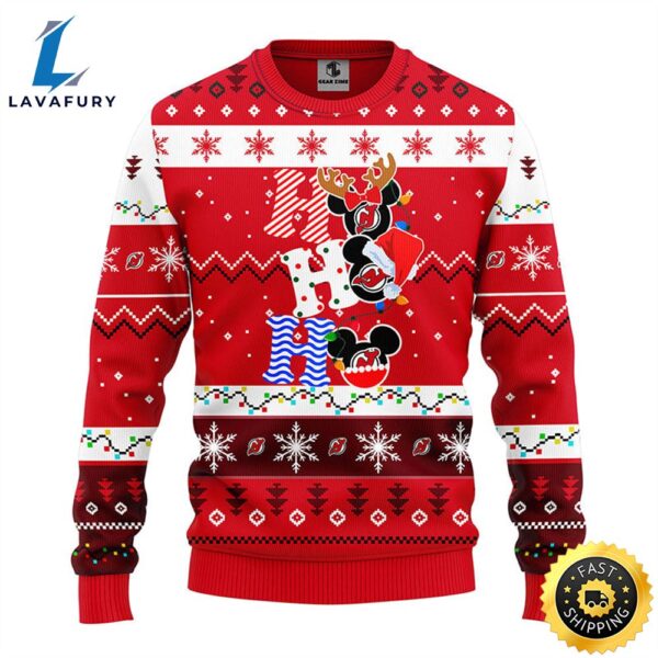 New Jersey Devils Hohoho Mickey Christmas Ugly Sweater