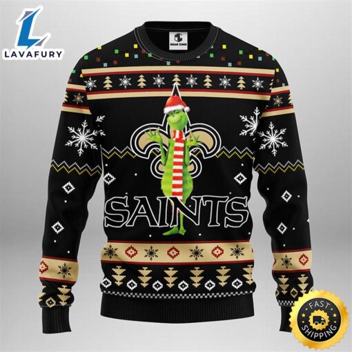 New Orleans Saints Funny Grinch Christmas Ugly Sweater