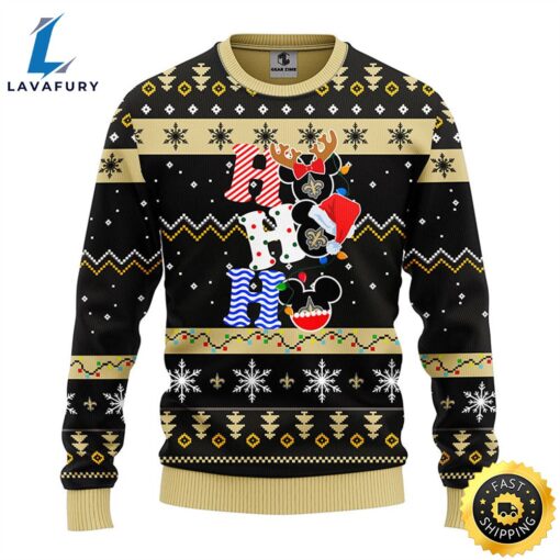 New Orleans Saints HoHoHo Mickey Christmas Ugly Sweater