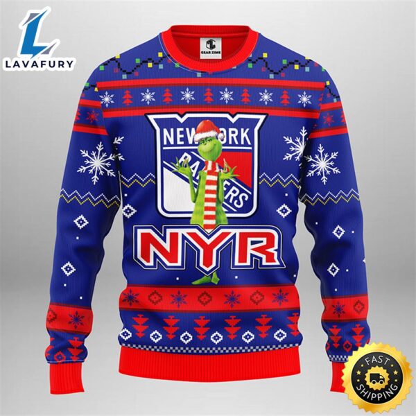 New York Rangers Funny Grinch Christmas Ugly Sweater