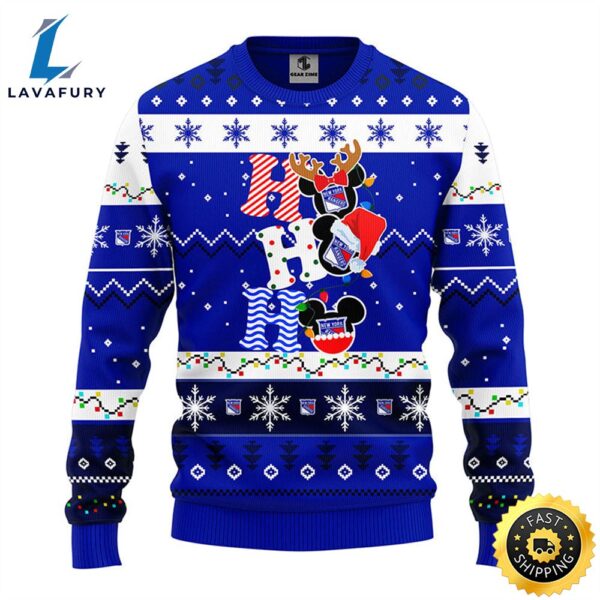 New York Rangers Hohoho Mickey Christmas Ugly Sweater