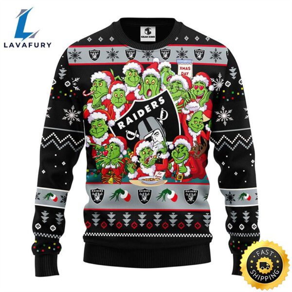 Oakland Raiders 12 Grinch Xmas Day Christmas Ugly Sweater
