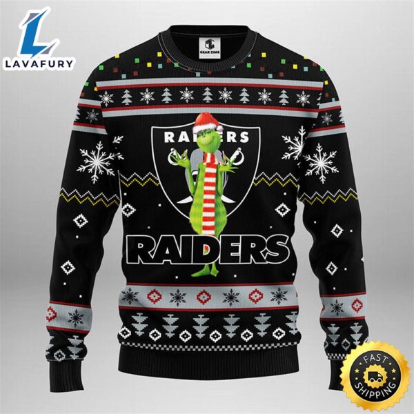 Oakland Raiders Funny Grinch Christmas Ugly Sweater