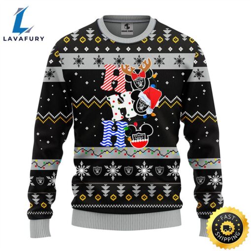 Oakland Raiders HoHoHo Mickey Christmas Ugly Sweater